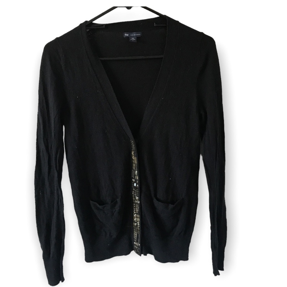 Gap cotton cashmere blend black / gold light cardigan (T4)